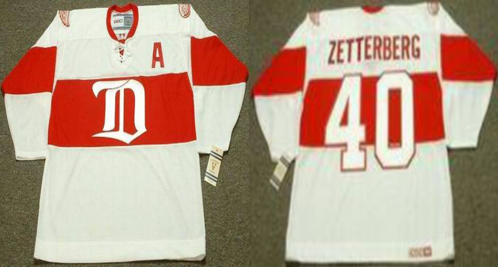 2019 Men Detroit Red Wings #40 Zetterberg White CCM NHL jerseys